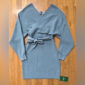 NWT, HALARA Elegant Long Sleeve Dress in Soft Blue, Small